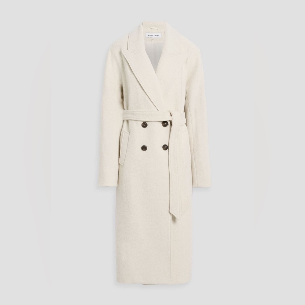 VERONICA BEARD Della Dickey double-breasted wool coat Ecru Cream Ivory L NWT - Picture 2 of 8